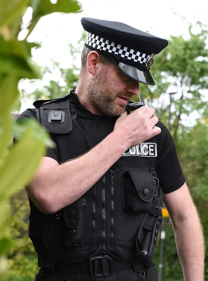 Police officer on radio